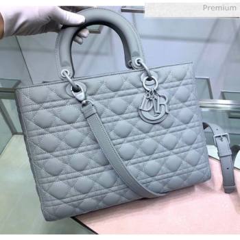 Dior Cannage Calfskin Large Lady Dior Bag Grey 2020 (XXG-20052728)