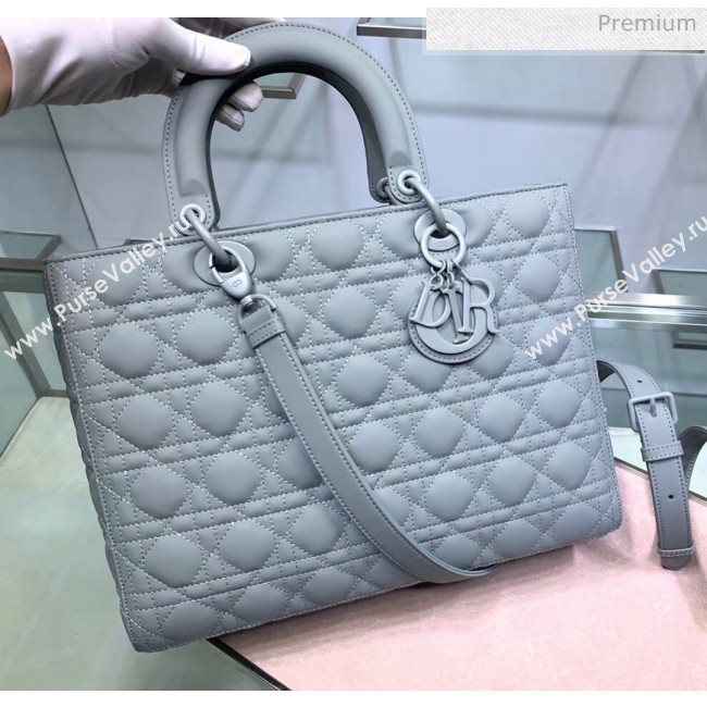 Dior Cannage Calfskin Large Lady Dior Bag Grey 2020 (XXG-20052728)