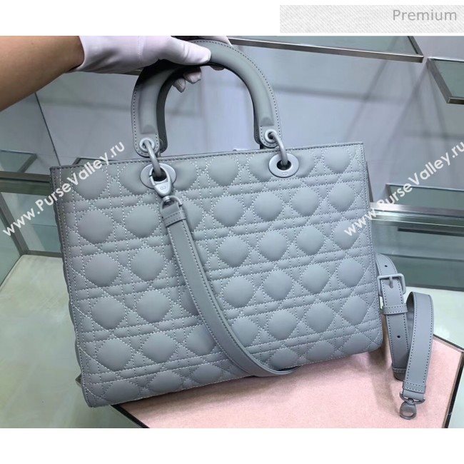Dior Cannage Calfskin Large Lady Dior Bag Grey 2020 (XXG-20052728)
