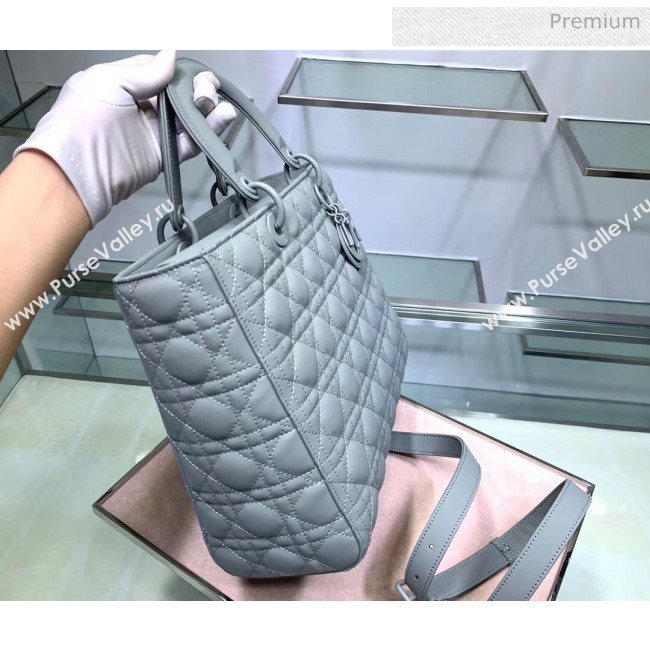 Dior Cannage Calfskin Large Lady Dior Bag Grey 2020 (XXG-20052728)