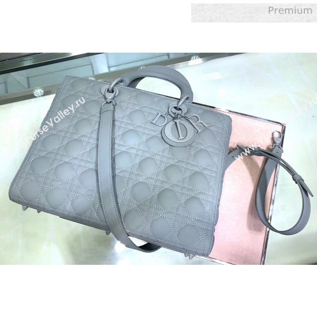 Dior Cannage Calfskin Large Lady Dior Bag Grey 2020 (XXG-20052728)