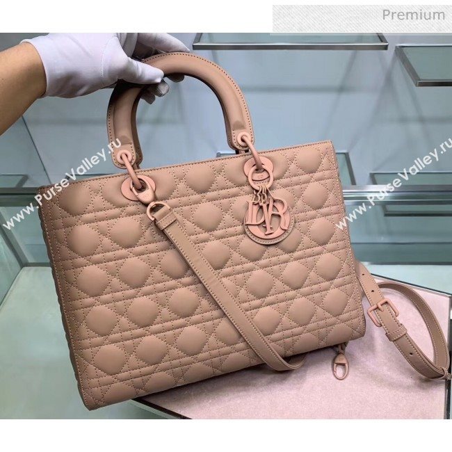 Dior Cannage Calfskin Large Lady Dior Bag Apricot 2020 (XXG-20052729)