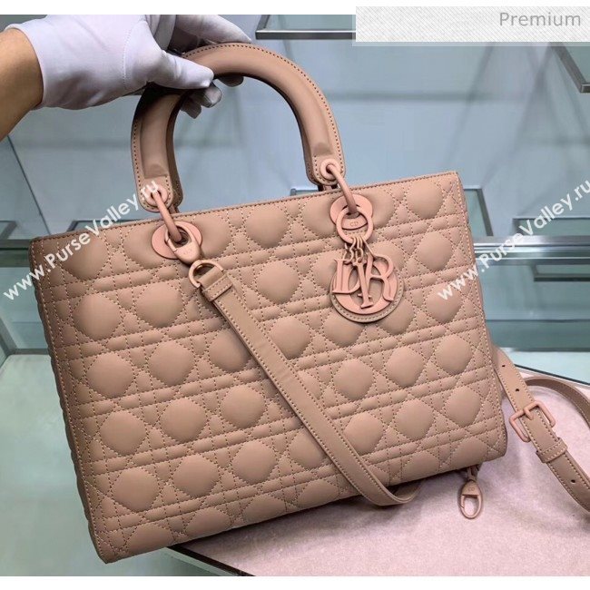 Dior Cannage Calfskin Large Lady Dior Bag Apricot 2020 (XXG-20052729)