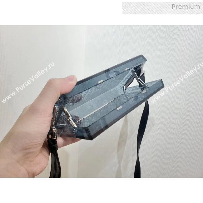 Dior Oblique Transparency PMMA Box Clutch Shoulder Bag Blue 2020 (XXG-20052731)