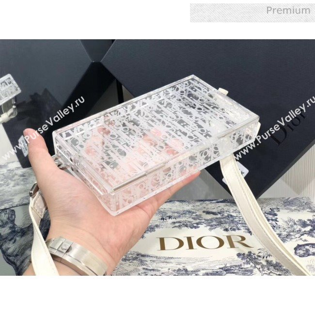 Dior Oblique Transparency PMMA Box Clutch Shoulder Bag White 2020 (XXG-20052733)