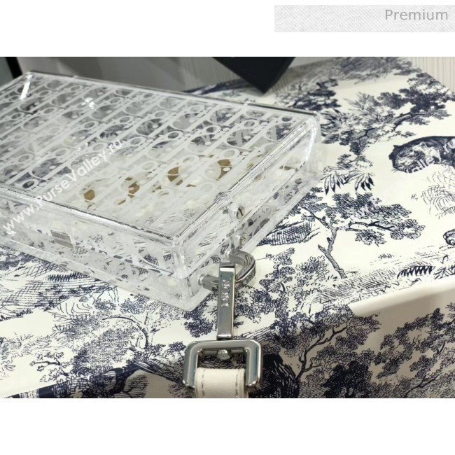 Dior Oblique Transparency PMMA Box Clutch Shoulder Bag White 2020 (XXG-20052733)
