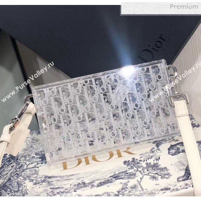 Dior Oblique Transparency PMMA Box Clutch Shoulder Bag White 2020 (XXG-20052733)
