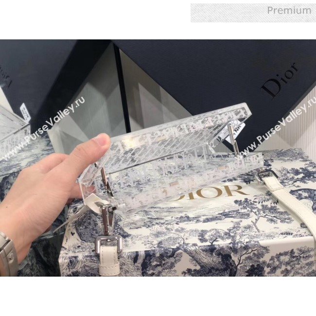 Dior Oblique Transparency PMMA Box Clutch Shoulder Bag White 2020 (XXG-20052733)