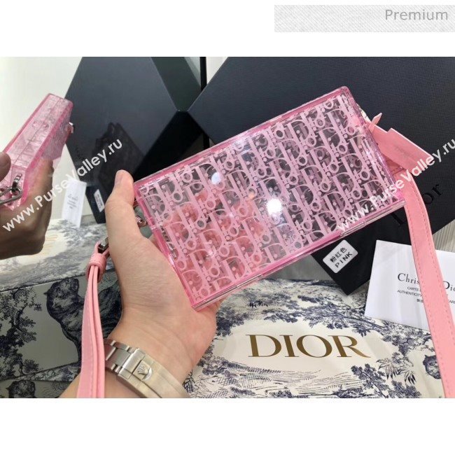 Dior Oblique Transparency PMMA Box Clutch Shoulder Bag Pink 2020 (XXG-20052734)