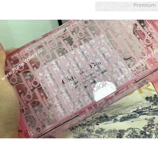 Dior Oblique Transparency PMMA Box Clutch Shoulder Bag Pink 2020 (XXG-20052734)