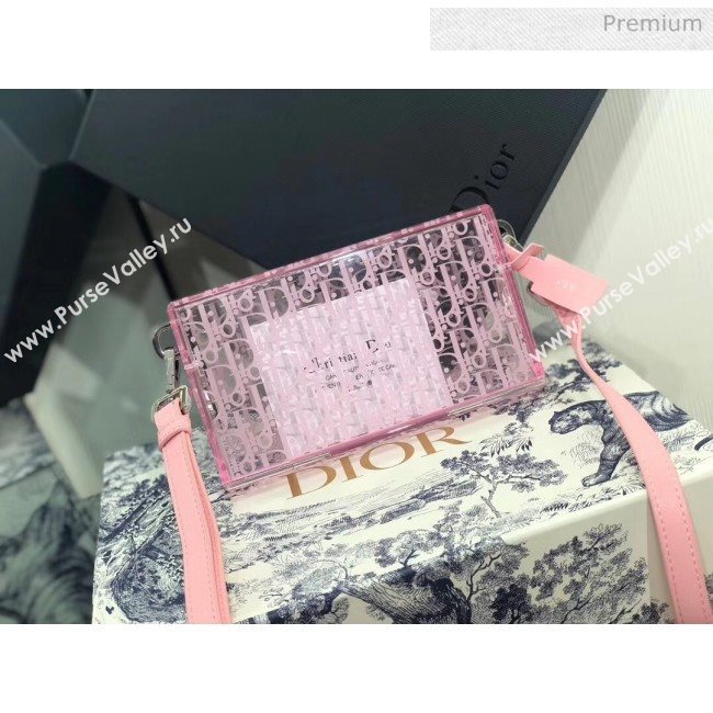 Dior Oblique Transparency PMMA Box Clutch Shoulder Bag Pink 2020 (XXG-20052734)