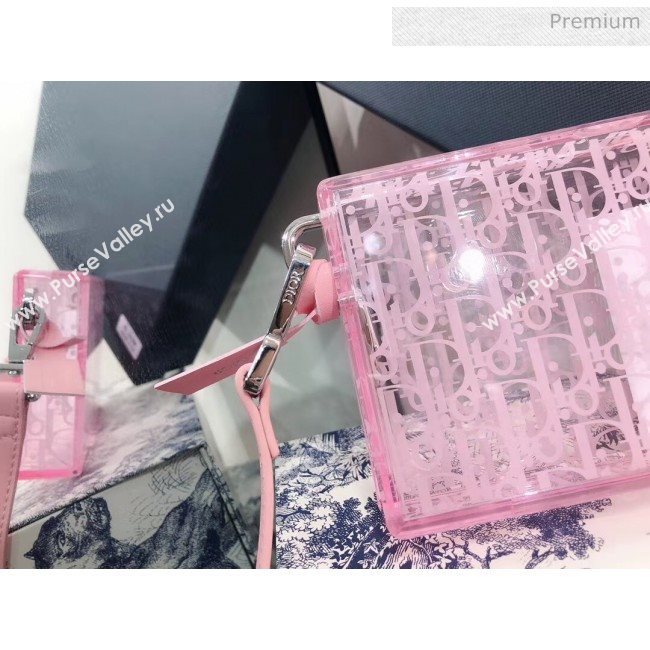 Dior Oblique Transparency PMMA Box Clutch Shoulder Bag Pink 2020 (XXG-20052734)