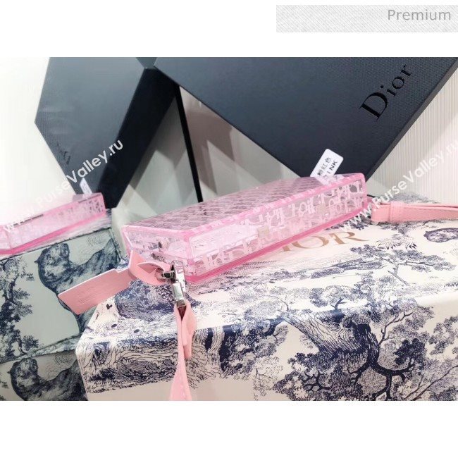 Dior Oblique Transparency PMMA Box Clutch Shoulder Bag Pink 2020 (XXG-20052734)