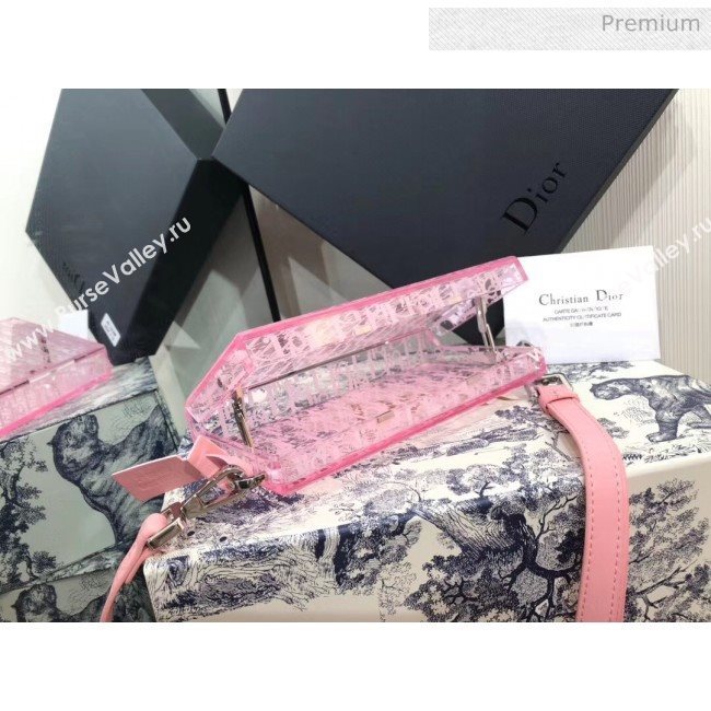 Dior Oblique Transparency PMMA Box Clutch Shoulder Bag Pink 2020 (XXG-20052734)