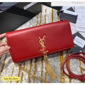 Saint Laurent Smooth Leather Kate 99 Tassels Shoulder Bag 604276 Red 2020（Top Quality） (JD-20052736)