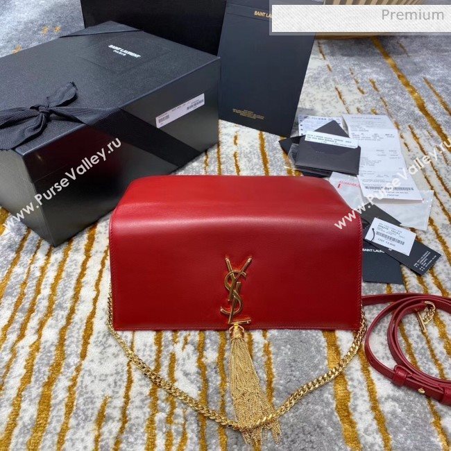 Saint Laurent Smooth Leather Kate 99 Tassels Shoulder Bag 604276 Red 2020（Top Quality） (JD-20052736)