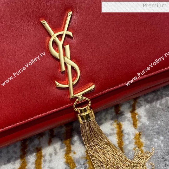 Saint Laurent Smooth Leather Kate 99 Tassels Shoulder Bag 604276 Red 2020（Top Quality） (JD-20052736)