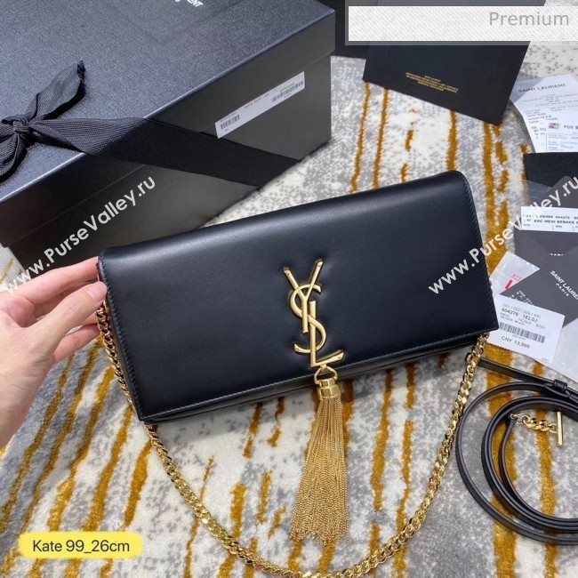 Saint Laurent Kate 99 Tassels Shoulder Bag 604276 Black 2020（Top Quality） (JD-20052735)