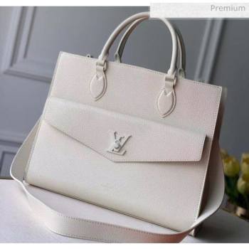 Louis Vuitton Lockme Tote MM Bag in Grainy Calfskin M55846 White 2020 (K-20060313)