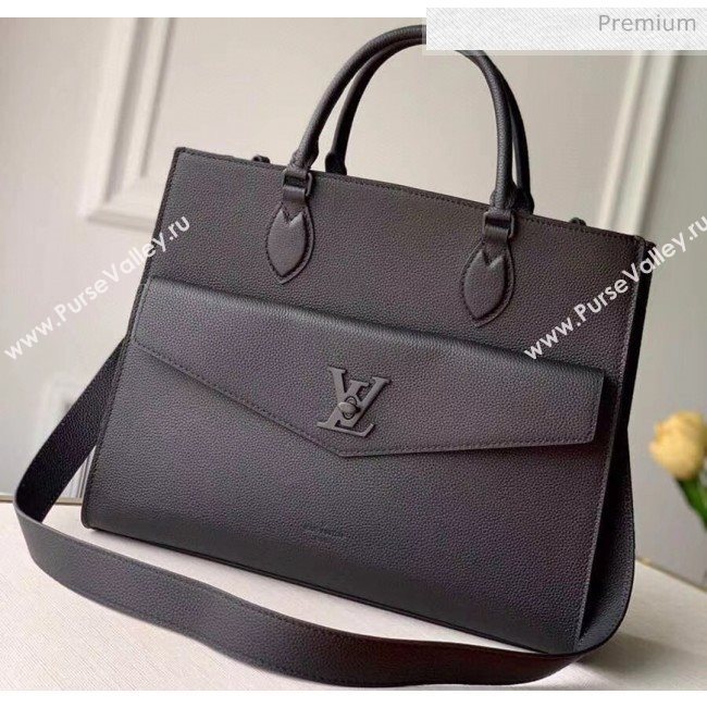 Louis Vuitton Lockme Tote MM Bag in Grainy Calfskin M55846 Black 2020 (K-20060314)