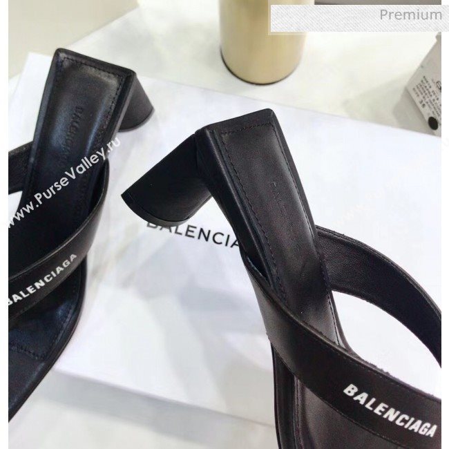 Balenciaga Double Square 60mm Open Back Sandal in Black Leather 2020 (JC-20060405)