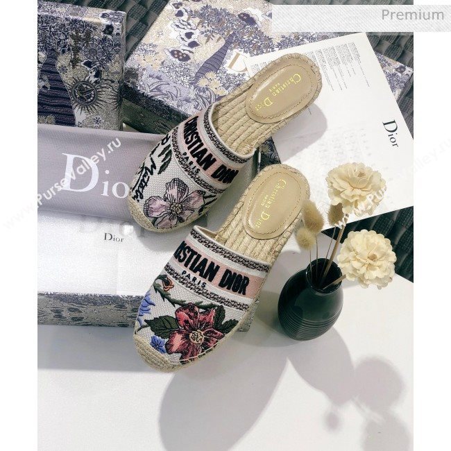 Dior Granville Espadrilles Mule in Flower Embroidered Cotton 2020 (JC-20060415)