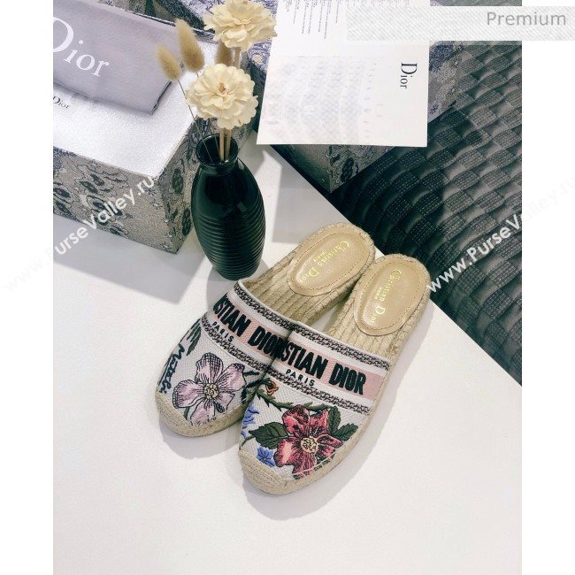 Dior Granville Espadrilles Mule in Flower Embroidered Cotton 2020 (JC-20060415)