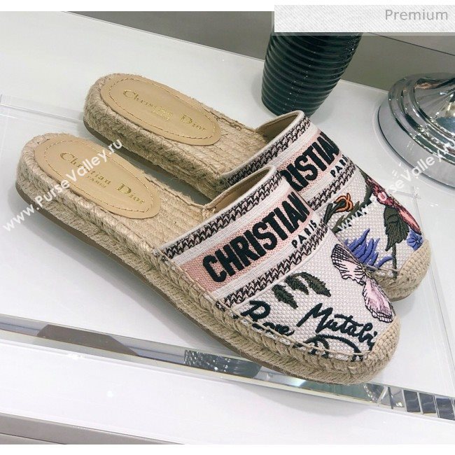 Dior Granville Espadrilles Mule in Flower Embroidered Cotton 2020 (JC-20060415)