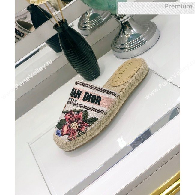 Dior Granville Espadrilles Mule in Flower Embroidered Cotton 2020 (JC-20060415)
