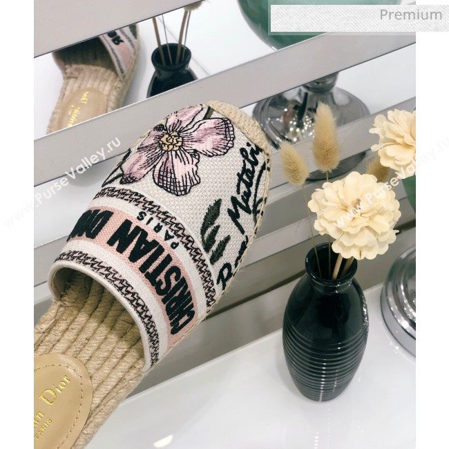 Dior Granville Espadrilles Mule in Flower Embroidered Cotton 2020 (JC-20060415)