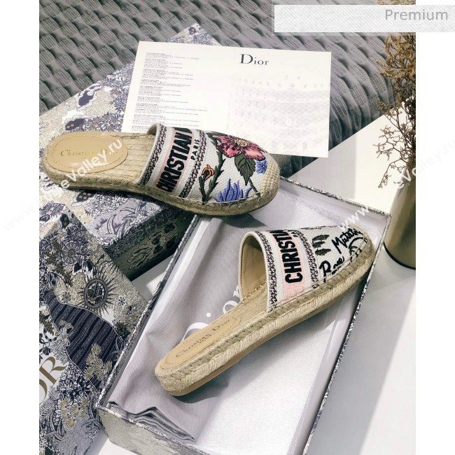 Dior Granville Espadrilles Mule in Flower Embroidered Cotton 2020 (JC-20060415)