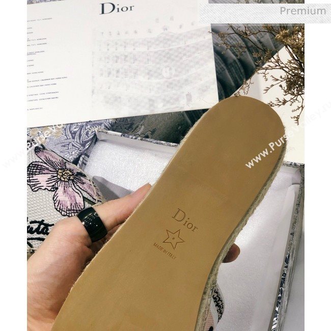 Dior Granville Espadrilles Mule in Flower Embroidered Cotton 2020 (JC-20060415)