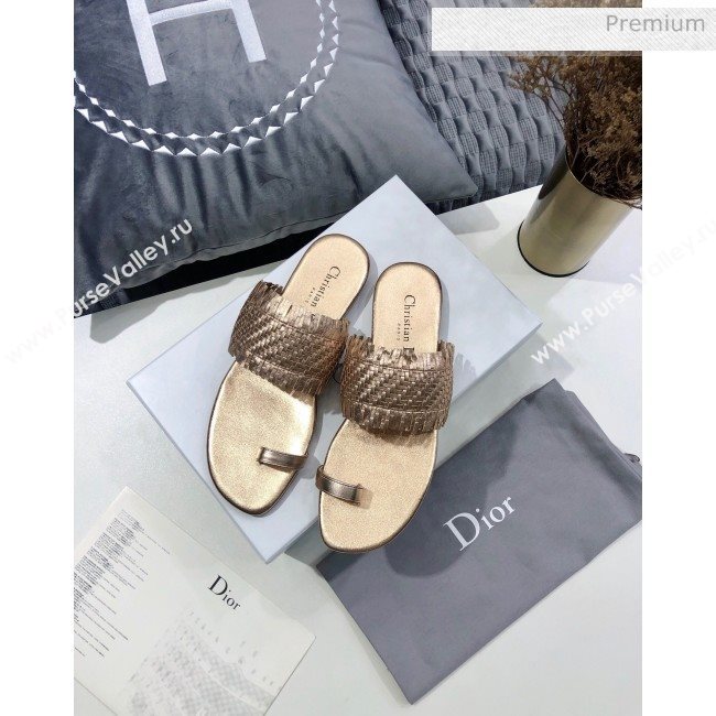 Dior Wave Sandal in Braided Lambskin Gold 2020 (JC-20060419)