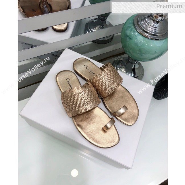 Dior Wave Sandal in Braided Lambskin Gold 2020 (JC-20060419)