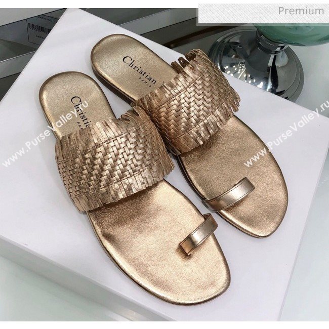 Dior Wave Sandal in Braided Lambskin Gold 2020 (JC-20060419)