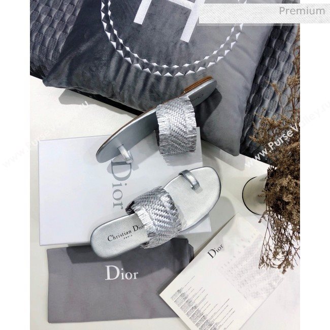 Dior Wave Sandal in Braided Lambskin Silver 2020 (JC-20060420)