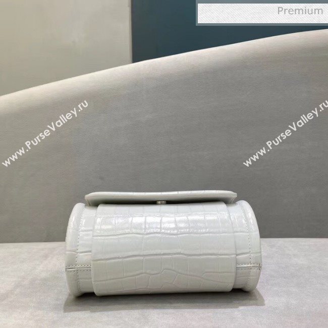 Balenciaga Round Cylindric Shoulder Bag in Crocodile Pattern Calfskin White 2020 (JM-20060421)