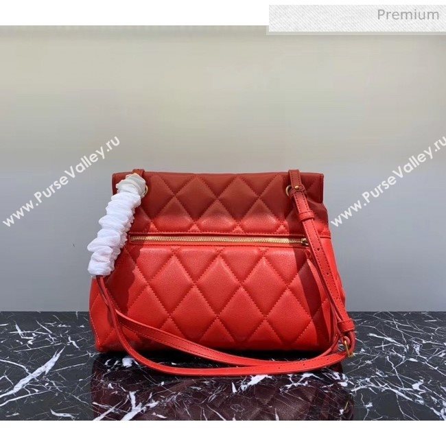 Balenciaga B. Quilted Lambskin Small/Large Flap Bag Red/Gold 2020 (JM-20060423)