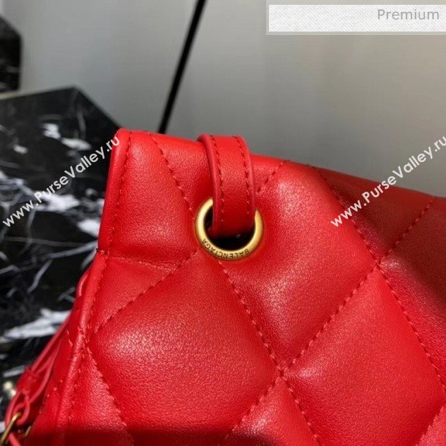 Balenciaga B. Quilted Lambskin Small/Large Flap Bag Red/Gold 2020 (JM-20060423)