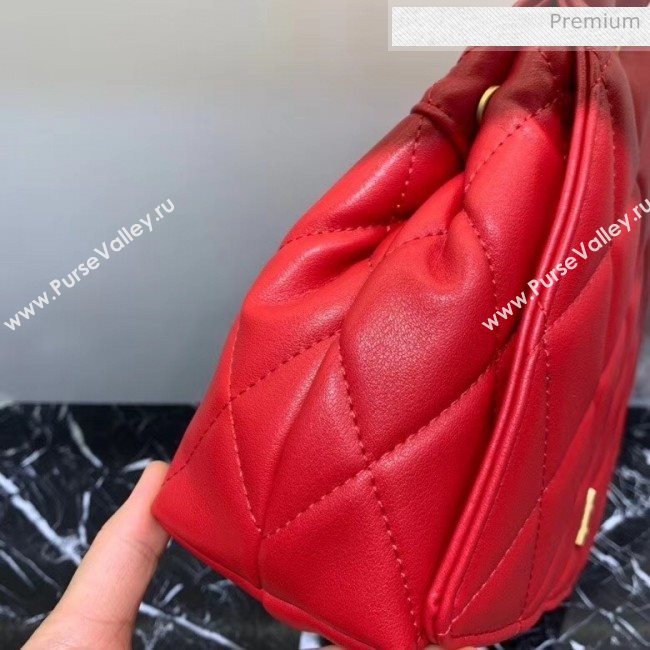Balenciaga B. Quilted Lambskin Small/Large Flap Bag Red/Gold 2020 (JM-20060423)