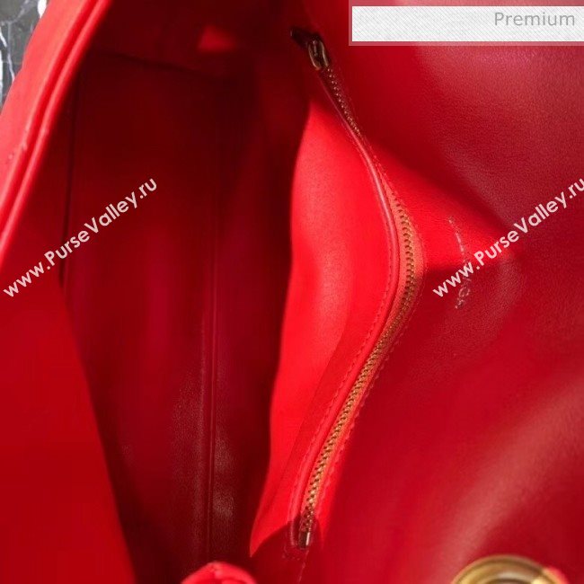 Balenciaga B. Quilted Lambskin Small/Large Flap Bag Red/Gold 2020 (JM-20060423)