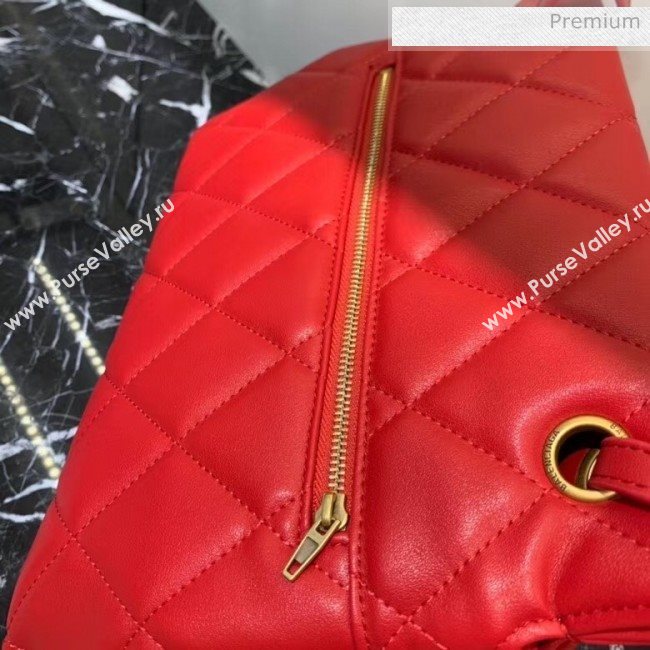 Balenciaga B. Quilted Lambskin Small/Large Flap Bag Red/Gold 2020 (JM-20060423)