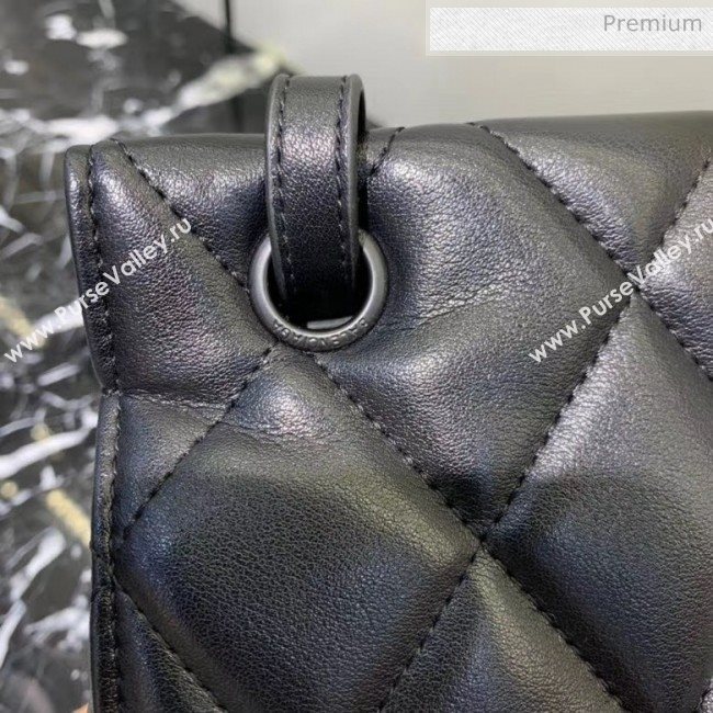 Balenciaga B. Quilted Lambskin Small/Large Flap Bag All Black 2020 (JM-20060425)