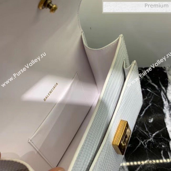 Balenciaga Sharp XS Satchel Shoulder Bag in White Lizard Embossed Calfskin 2020 (JM-20060430)