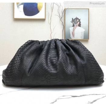 Bottega Veneta The Pouch Soft Oversize Clutch Bag in Python Leather Black 2020 (MS-20060447)