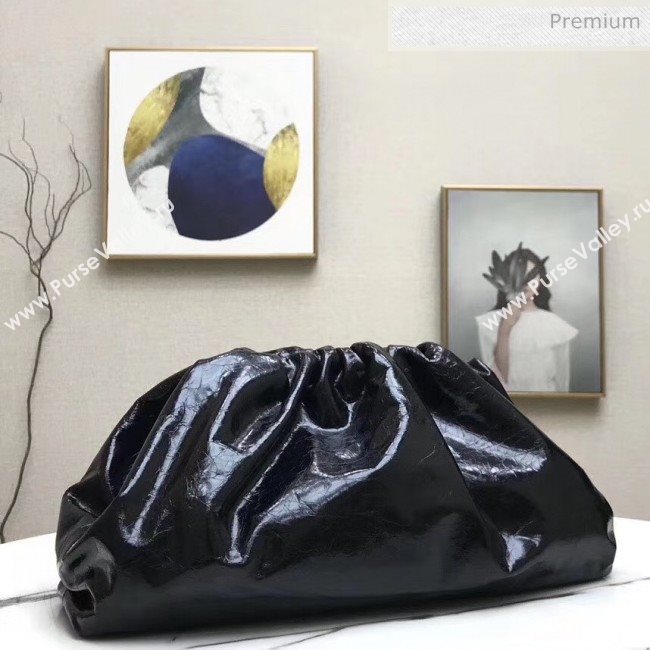 Bottega Veneta The Pouch Soft Oversize Clutch Bag in Metallic Leather Black 2020 (MS-20060449)