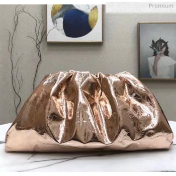 Bottega Veneta The Pouch Soft Oversize Clutch Bag in Metallic Leather Rosy Gold 2020 (MS-20060454)