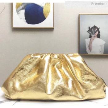 Bottega Veneta The Pouch Soft Oversize Clutch Bag in Metallic Leather Gold 2020 (MS-20060455)