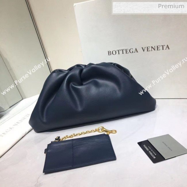 Bottega Veneta The Pouch Soft Voluminous Clutch Bag Navy Blue 2020 (MS-20060505)