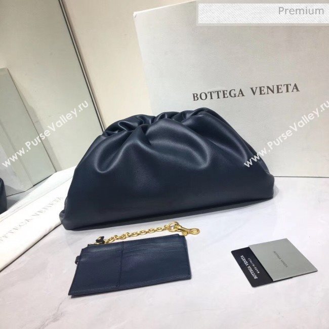 Bottega Veneta The Pouch Soft Voluminous Clutch Bag Navy Blue 2020 (MS-20060505)